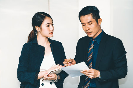 Business people in group meeting working in office room with colleagues. Corporate workplace concept. udsの写真素材