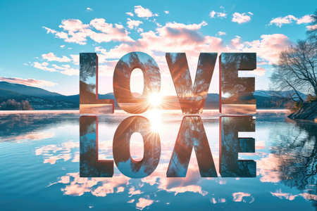 word of love combined with nature. the love of nature is pragma and serenityの素材