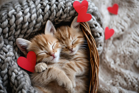 Cute cat couple in love on valentines day Pragmaの素材