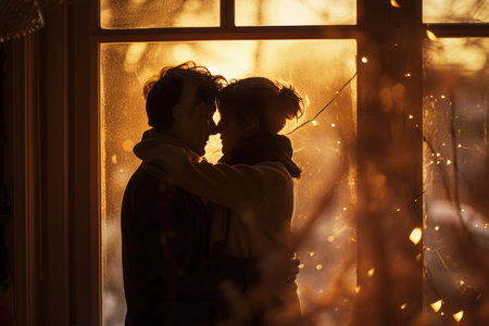 romantic lovers give each other love by comfort hug and embrace pragmaの素材