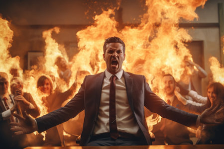 Businessman with bad emotion and strong anger without comelinessの素材