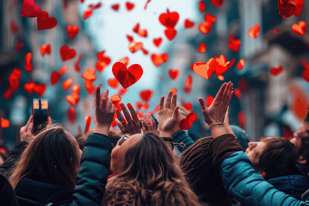 people on the street celebrate valentines day with love and joy pragmaの素材