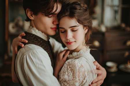 romantic lovers give each other love by comfort hug and embrace pragmaの素材