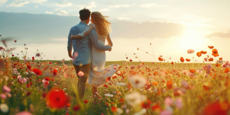 love couple in the beautiful nature scene of pragmaの素材