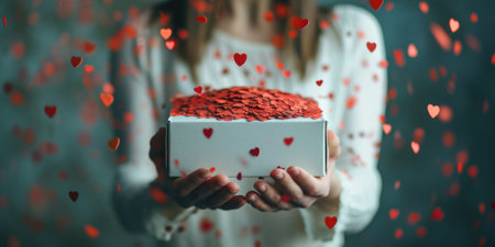 woman holding hearts of love in hands pragmaの素材