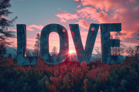 word of love combined with nature. the love of nature is pragma and serenityの素材