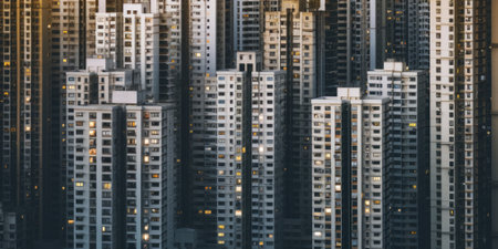 High density residential architecture city downtown buildings comelinessの素材