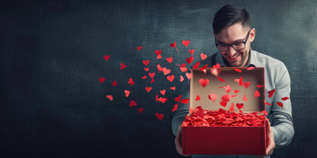 Valentines day with heart in gift box Pragmaの素材