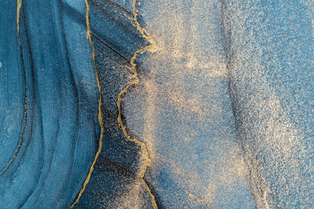 Original artwork photo of marble ink abstract art. High resolution photograph from exemplary original painting. Abstract painting was painted on HQ paper texture to create smooth marbling pattern.の写真素材