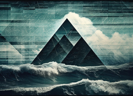 abstract ocean background with geometry shapes and water waves tide comelinessの素材