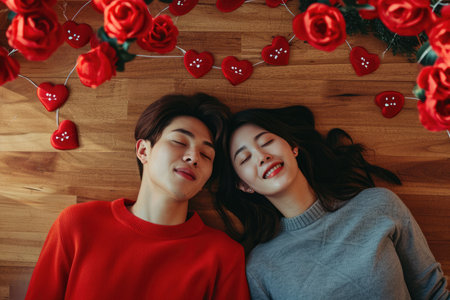 two happy lover couple , husband and wife romantic portrait together pragmaの素材