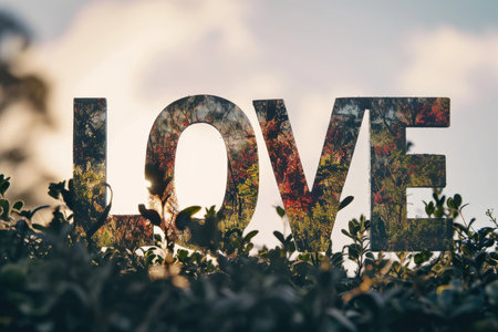 word of love combined with nature. the love of nature is pragma and serenityの素材