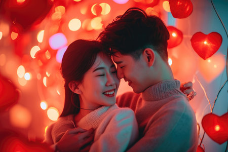 romantic lovers give each other love by comfort hug and embrace pragmaの素材