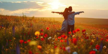 love couple in the beautiful nature scene of pragmaの素材