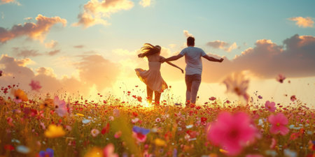 love couple in the beautiful nature scene of pragmaの素材
