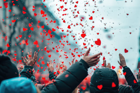 people on the street celebrate valentines day with love and joy pragmaの素材