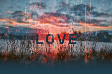 word of love combined with nature. the love of nature is pragma and serenityの素材