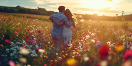 love couple in the beautiful nature scene of pragmaの素材