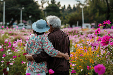 beautiful romance of lovers on valentines day in nature outdoors embracing with affection pragmaの素材