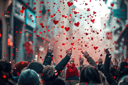 people on the street celebrate valentines day with love and joy pragmaの素材