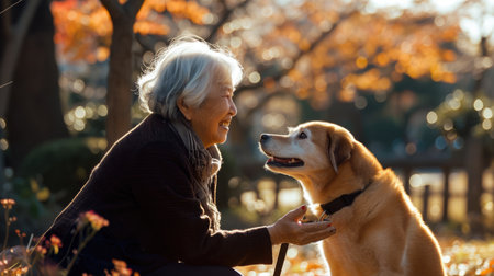 playful dog and its owner in nature outdoor , healthy lifestyle pragmaの素材