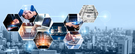 Futuristic business digital financial data technology concept for future big data analytic and...
