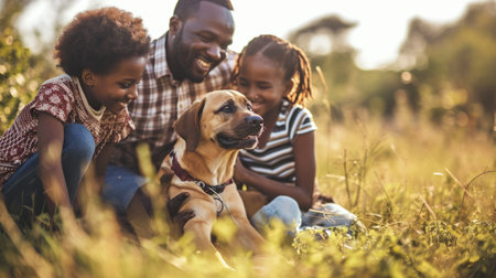 playful dog and its owner in nature outdoor , healthy lifestyle pragmaの素材