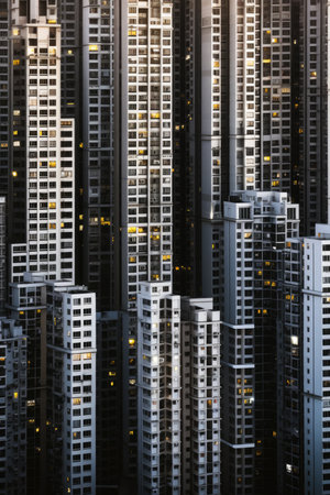 High density residential architecture city downtown buildings comelinessの素材