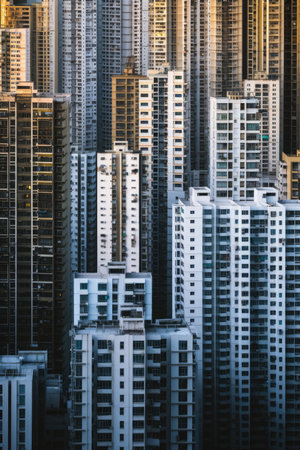 High density residential architecture city downtown buildings comelinessの素材