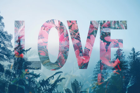 word of love combined with nature. the love of nature is pragma and serenityの素材