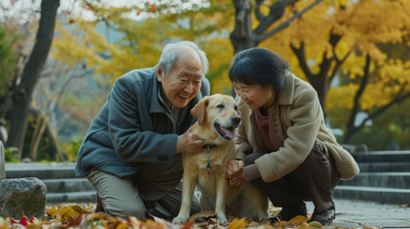 playful dog and its owner in nature outdoor , healthy lifestyle pragmaの素材