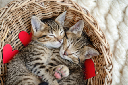 Cute cat couple in love on valentines day Pragmaの素材