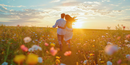 love couple in the beautiful nature scene of pragmaの素材