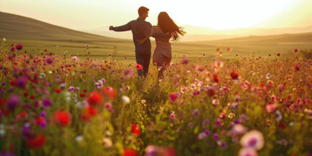 love couple in the beautiful nature scene of pragmaの素材