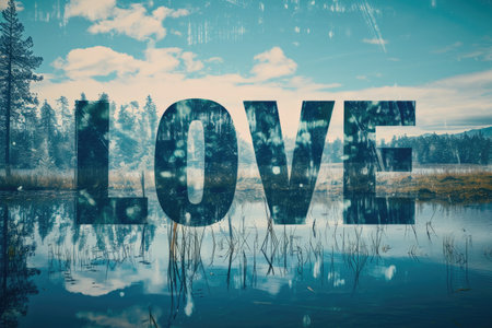 word of love combined with nature. the love of nature is pragma and serenityの素材