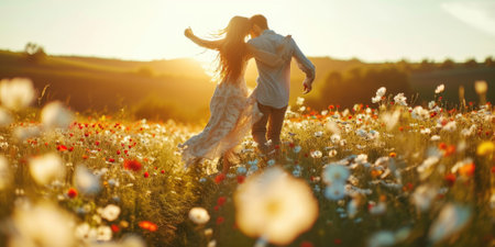 love couple in the beautiful nature scene of pragmaの素材