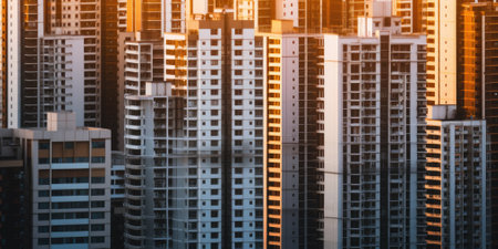 High density residential architecture city downtown buildings comelinessの素材