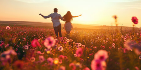 love couple in the beautiful nature scene of pragmaの素材