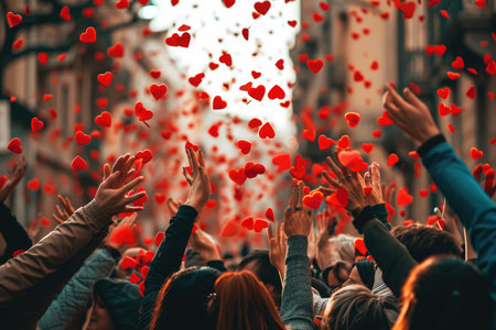 people on the street celebrate valentines day with love and joy pragmaの素材