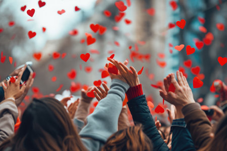 people on the street celebrate valentines day with love and joy pragmaの素材