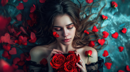 single woman with her love for herself, self love and self care pragmaの素材