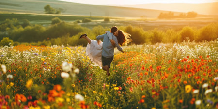 love couple in the beautiful nature scene of pragmaの素材