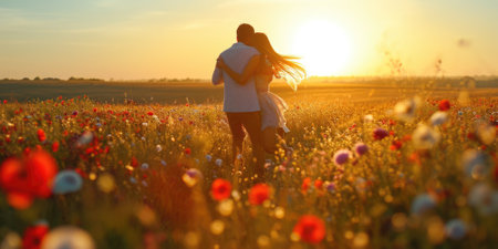 love couple in the beautiful nature scene of pragmaの素材