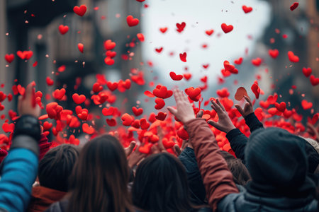 people on the street celebrate valentines day with love and joy pragmaの素材