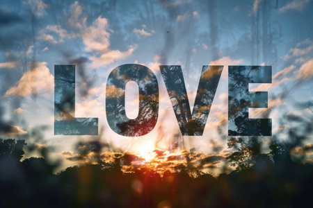 word of love combined with nature. the love of nature is pragma and serenityの素材