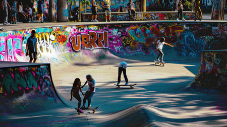 senior couple play in skateboard park pragma , happy retirement conceptの素材