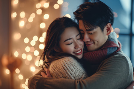 romantic lovers give each other love by comfort hug and embrace pragmaの素材