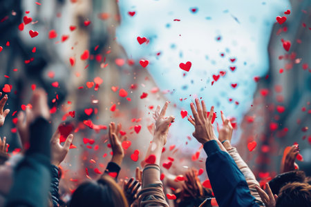 people on the street celebrate valentines day with love and joy pragmaの素材
