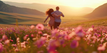 love couple in the beautiful nature scene of pragmaの素材