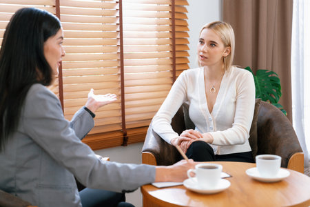 Psychological consultation on mental health or seeking help from professional, young patient on...
